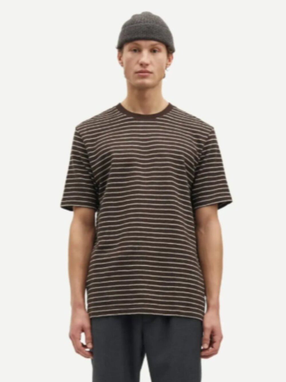 SAMSØE Sajesse 15320 Chocolate Torte T-shirt Striped Brown Shortsleeve Small Tee